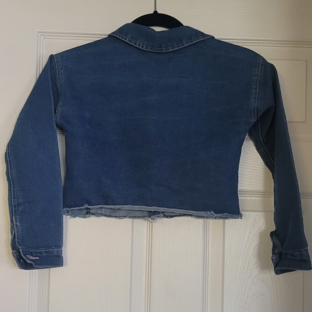 Nwot bebe Cropped Denim Jacket Girls Sz M 10/12 Read Post Measurements - Picture 3 of 14